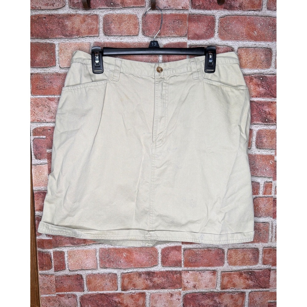 White Stag Khaki Chino Skirt Tan Cotton Twill Mini Straight Size 16 Womens